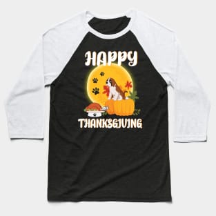 Saint Bernard Seeing Turkey Dish Happy Halloween Thanksgiving Merry Christmas Day Baseball T-Shirt